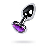Silver Metal Anal Plug with Purple Heart Amethyst Crystal Small Silver > Anal Range > Jewel Butt Plugs