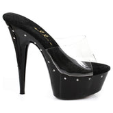 Slip On Rhinestone Platform High Heels Black 6 Inch Black 7 Heels