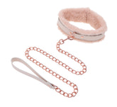 Peach Faux Fur Collar And Leash Set With Rose Gold Luxury Pink Pink > Bondage Gear > Collars
