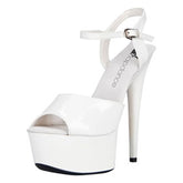 White Platform Sandal with Quick Release Strap and 6 Inch Heel 8 Heels