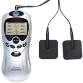 Zeus Handheld 8 Mode Power Box with Black Pads and Adjustable Intensity Settings Silver E-STIM TOYS