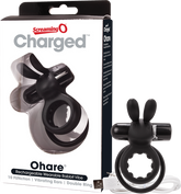 Charged Ohare – Rechargeable Double Cock Ring Rabbit Vibrator Black > Sex Toys > Couples Toys