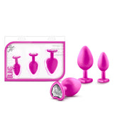 Luxe Bling Plugs Training Kit Pink With White Gems 3 Sizes > Anal Range > Butt Plug Kits