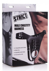Male Chastity Harness for BDSM Control and Pleasure Black Cages