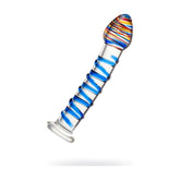 Sexus Glass Dildo with Blue Swirls 18cm DONGS Glass