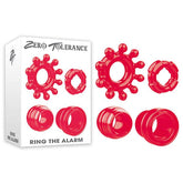 Zero Tolerance Ring The Alarm Cock Rings Set of 4 Red COCK RING Set