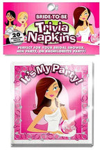 Bride To Be Trivia Napkins – Decorative Wedding-Themed Trivia Party Napkins > Novelties > Bachelor & Bachelorette Items