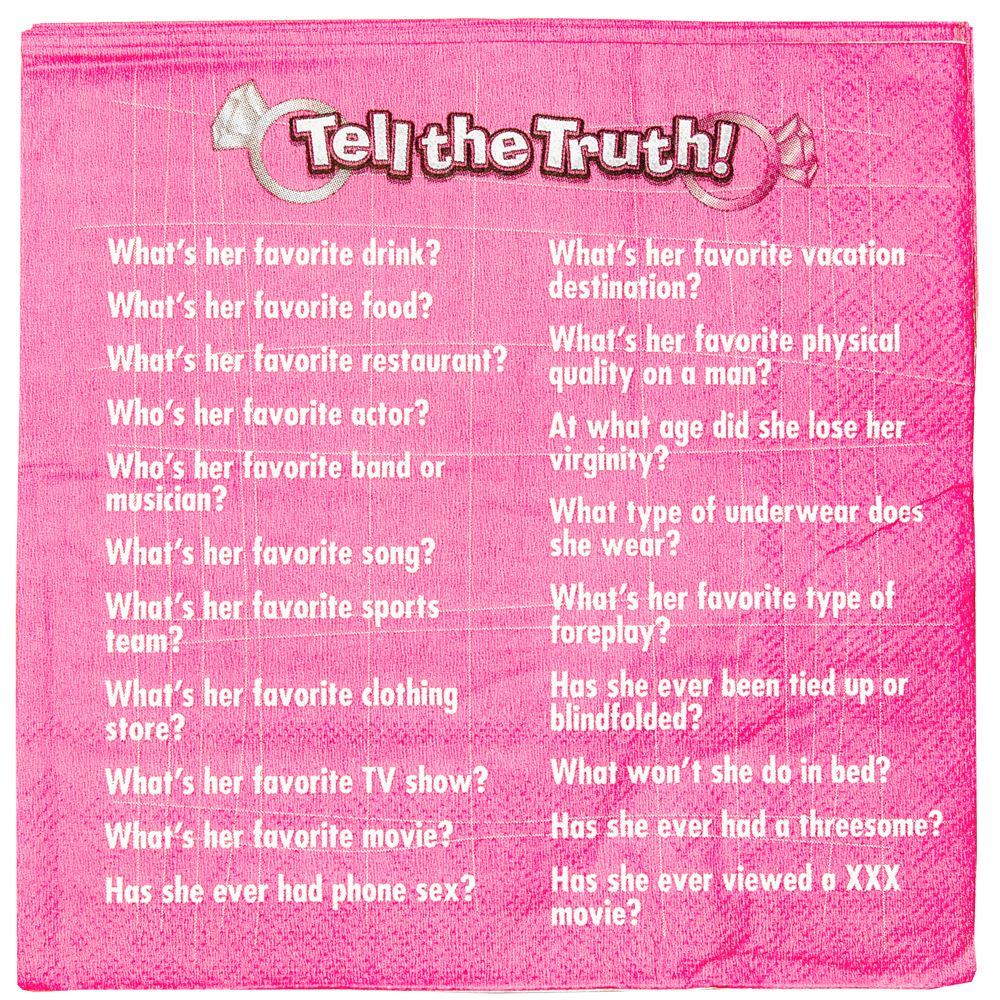 Bride To Be Trivia Napkins – Decorative Wedding-Themed Trivia Party Napkins > Novelties > Bachelor & Bachelorette Items