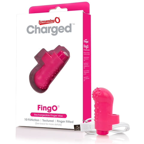 Charged Fing O Rechargeable Mini Finger Vibrator with Vooom Technology Silicone and ABS > Vibrators > Finger Vibrators