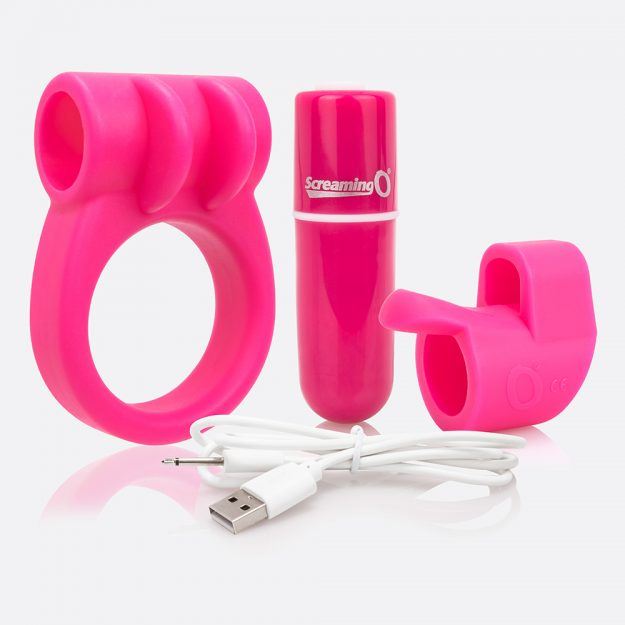 Charged Combo Kit 1 – Body-Safe Silicone Cock Ring and Fingertip Sleeve Kit > Sex Toys > Couples Toys