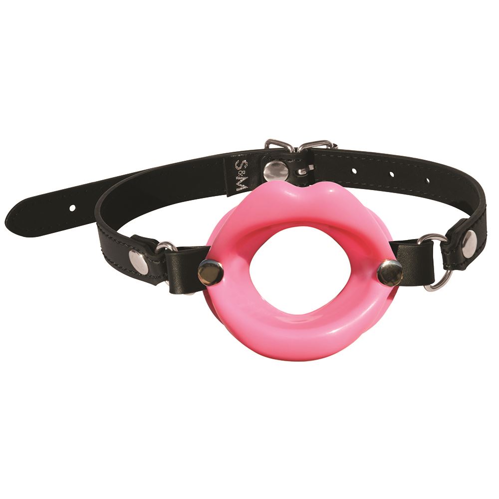 Sex & Mischief Silicone Lips Mouth Gag Adjustable Vegan Leather Strap 63.5 cm Mouth Gag Pink > Bondage Gear > Gags and Bits