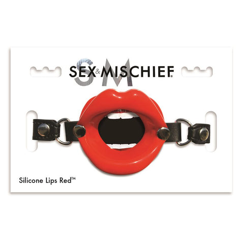 Sex & Mischief Silicone Lips Mouth Gag Adjustable Vegan Leather Strap 63.5 cm Mouth Gag > Bondage Gear > Gags and Bits