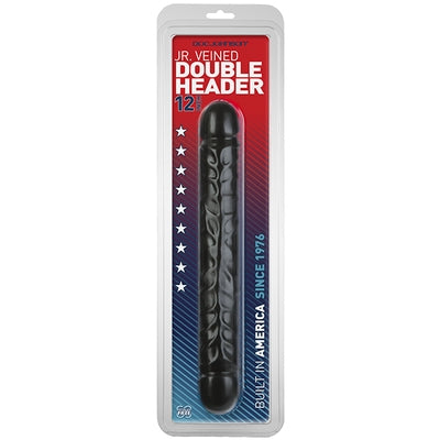 Jr Veined Double Header (Black) – 12 Inch Flexible Dong > Dildos > Double Dildos