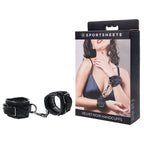Sportsheets Velvet Noir Handcuffs Adjustable Cuff Restraints in Black Leather with Hematite Hardware > Bondage Gear > Restraints