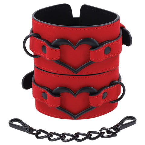 Sex & Mischief Amor Handcuffs in Red Vegan Leather > Bondage Gear > Restraints