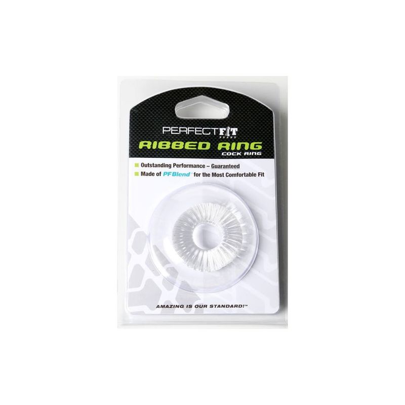 Perfect Fit Ribbed Clear Silicone Cock Ring Stretchy Aid > Sex Toys For Men > Love Rings