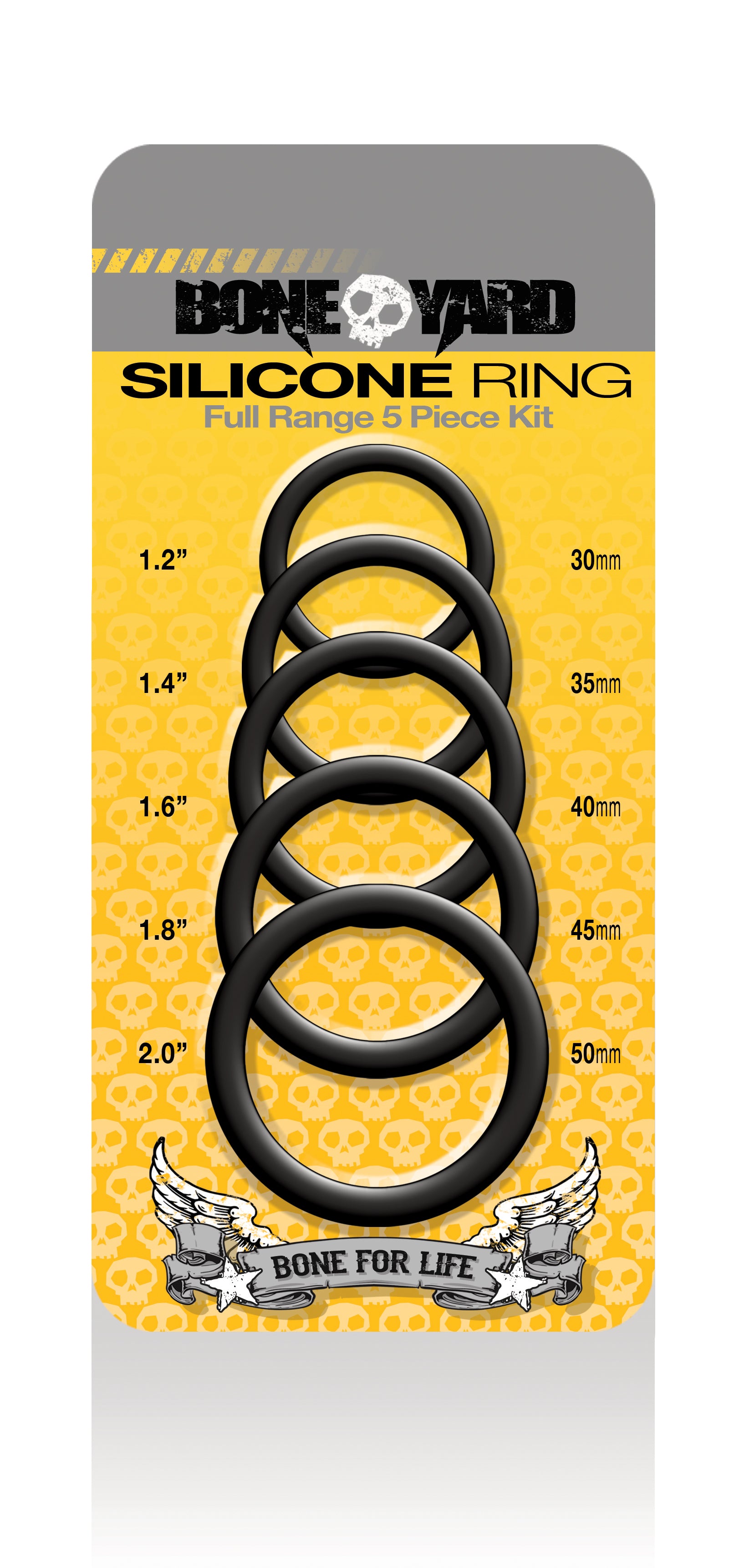 Boneyard Silicone Ring Five Piece Kit Black COCK RING Set