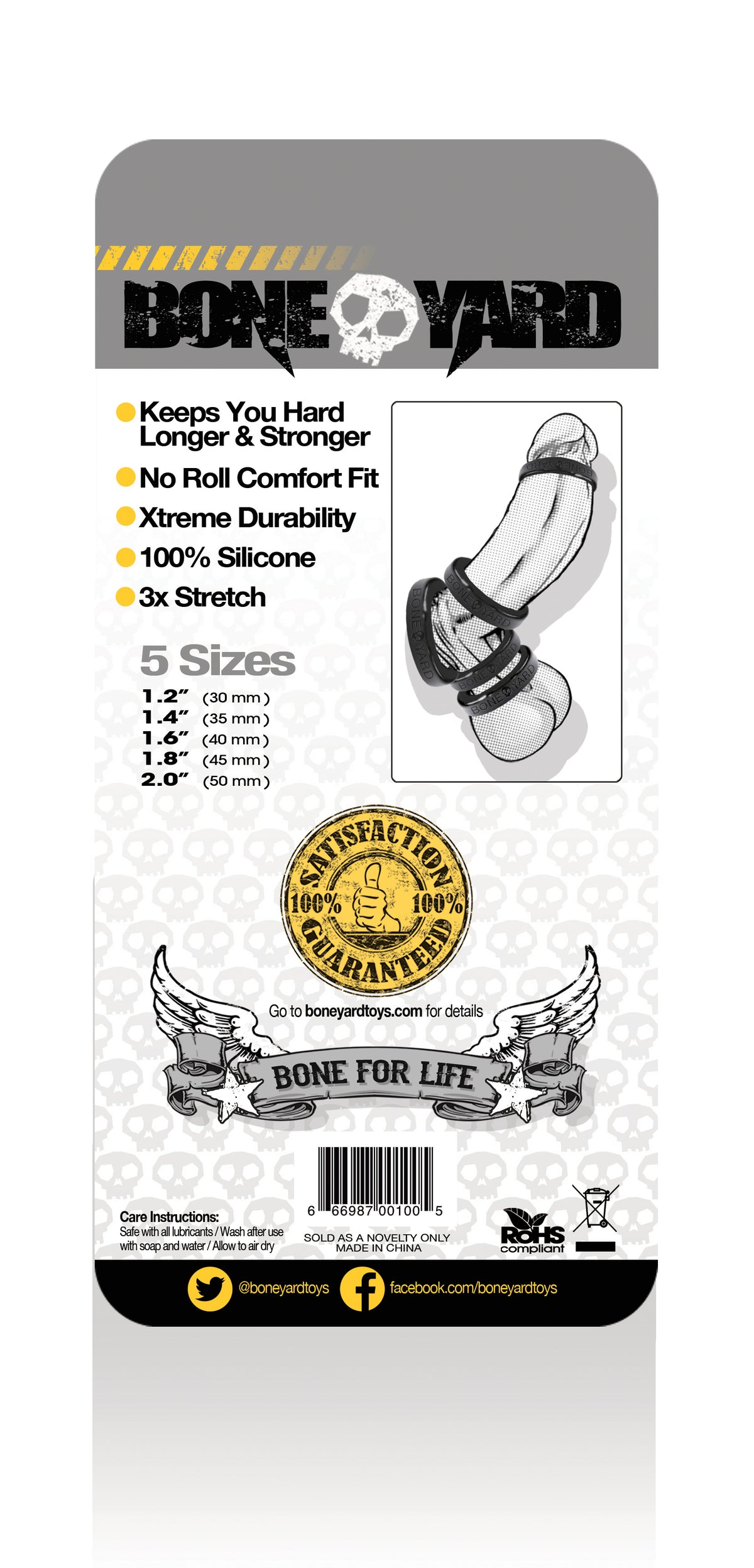 Boneyard Silicone Ring Five Piece Kit Black > Cock Ring > Sets