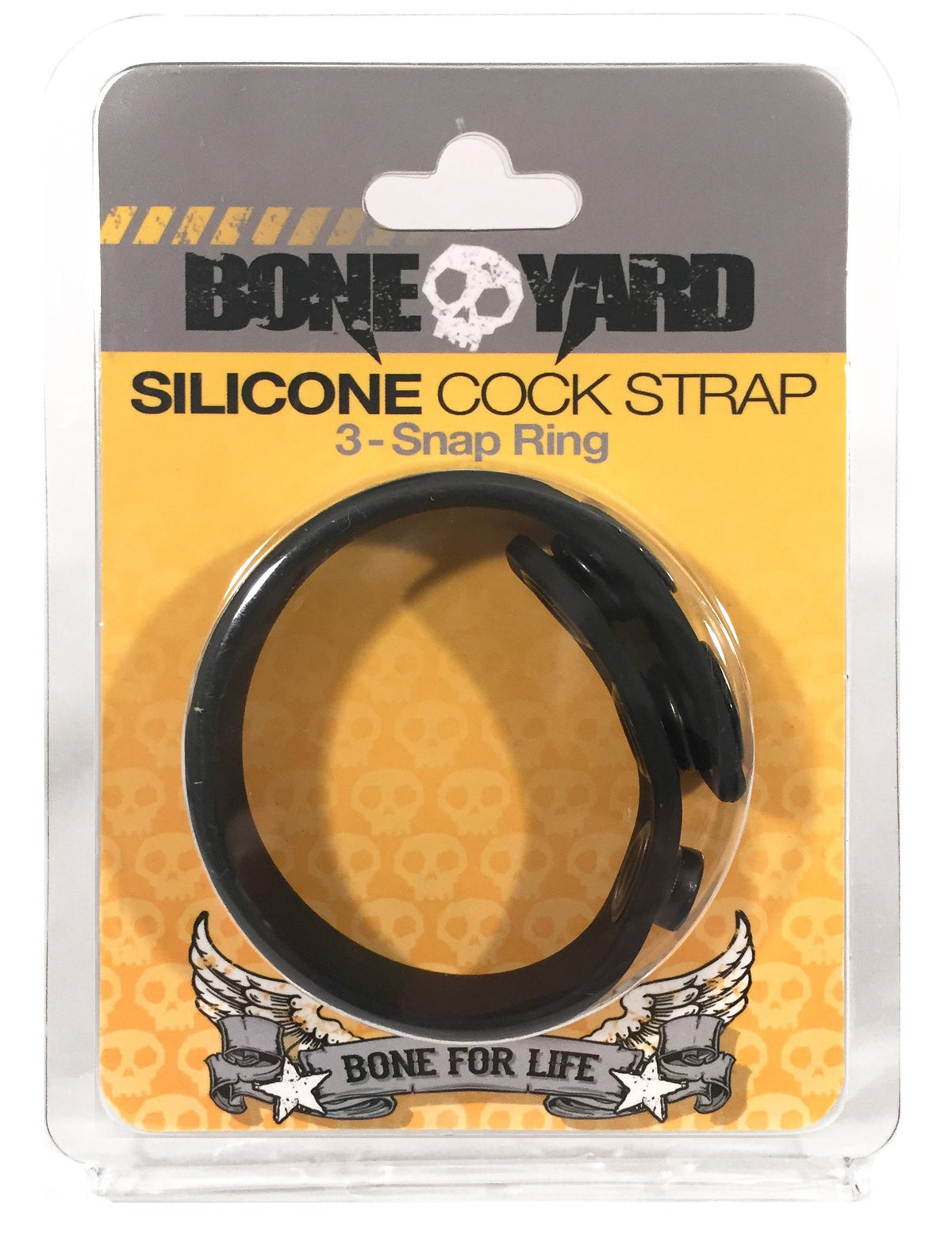 Boneyard Silicone Cock Strap - 3 Snap Ring - Black 8.25 Inch > Cock Ring > Adjustable Main image