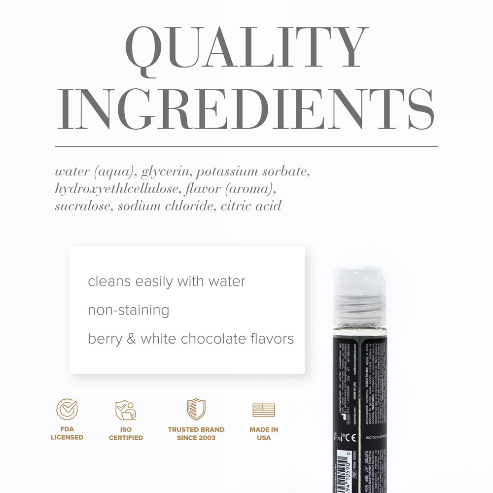 JO Gelato White Chocolate Raspberry (30 mL) – Flavored Water-Based Lubricant Flavoured Lube
