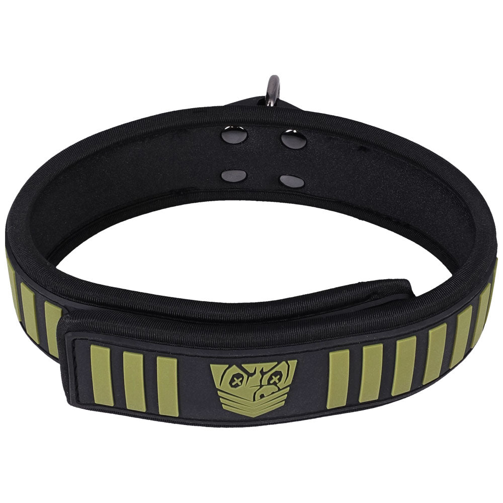 Fort Troff Tactical Collar and Leash (Black/Green) – Cushioned Bondage Restraint > Bondage Gear > Collars & Leashes