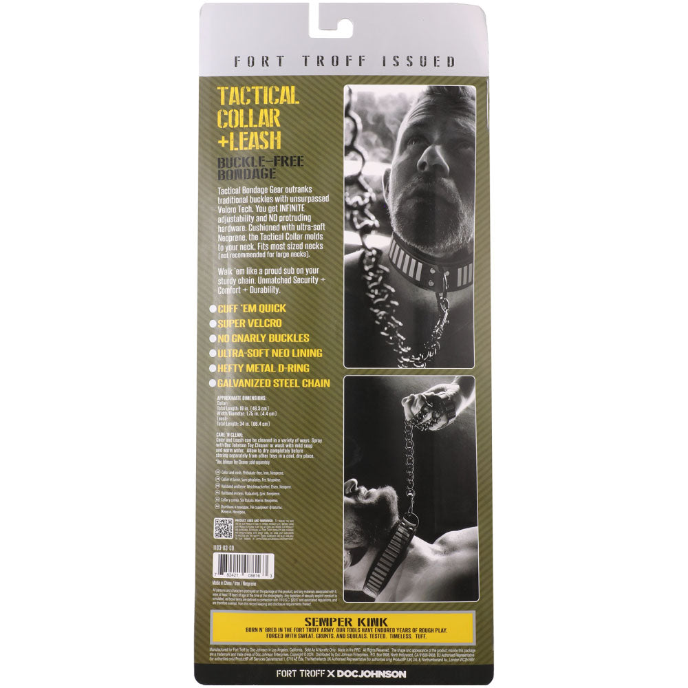 Fort Troff Tactical Collar and Leash (Black/Green) – Cushioned Bondage Restraint > Bondage Gear > Collars & Leashes