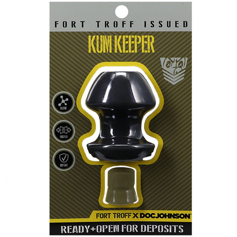 Fort Troff Kum Keeper Medium Hollow Butt Plug with Stopper Black > Anal Range > Tunnel and Stretchers