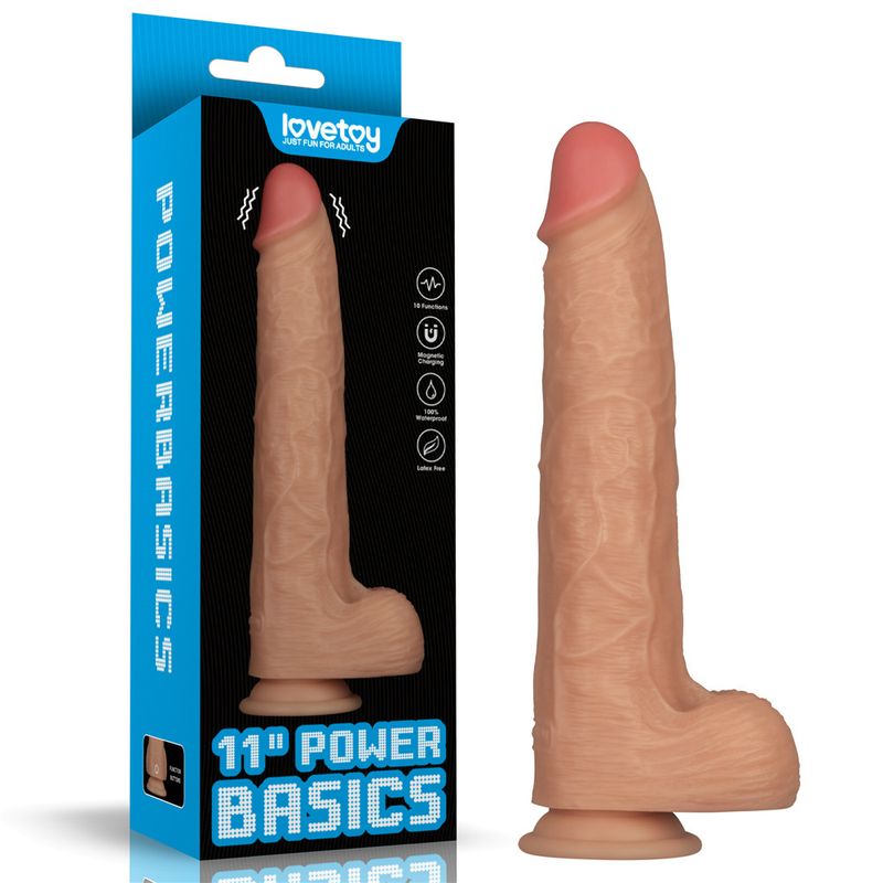 Power Basics 11 Inch Vibrating Dildo – Waterproof Large Dildo Flesh Dongs Realistic