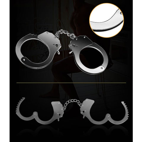 Fetish Pleasure Metal Hand Cuffs in Silver for Bondage and Intimate Play > Bondage Gear > Handcuffs