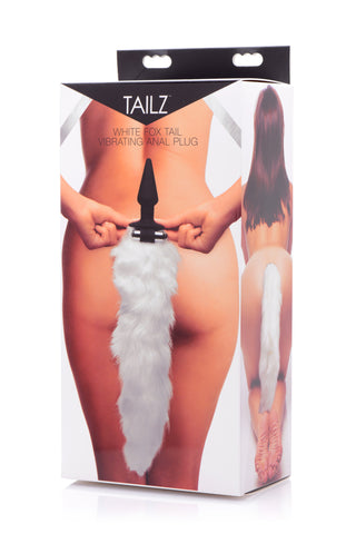 White Fox Tail Vibrating Anal Plug for Role Playing and Adventure White Tails