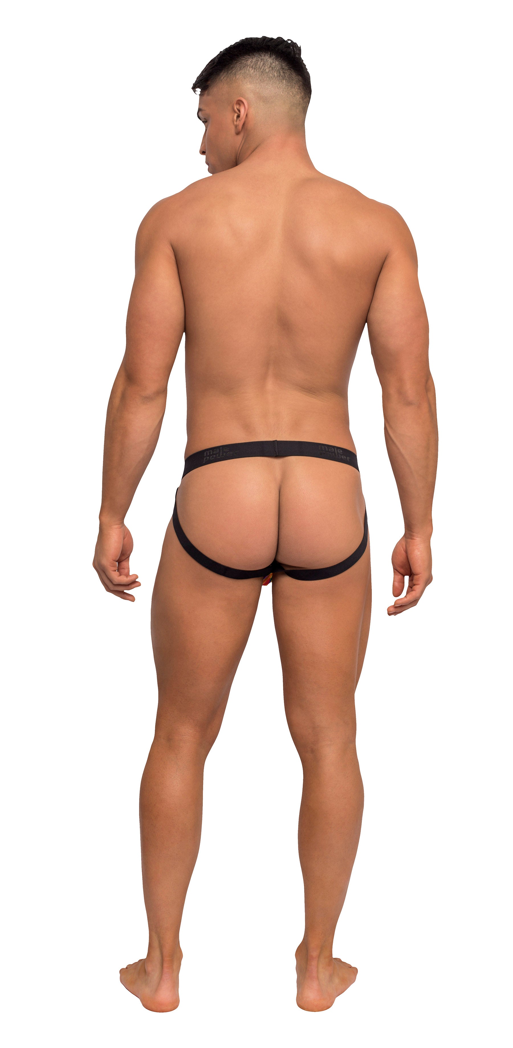 Male Power Pride Fest Jock with Rainbow Herringbone Print Mens G-Strings