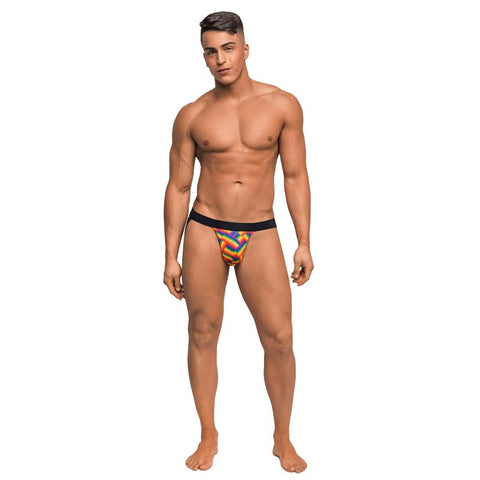 Male Power Pride Fest Jock with Rainbow Herringbone Print Mens G-Strings