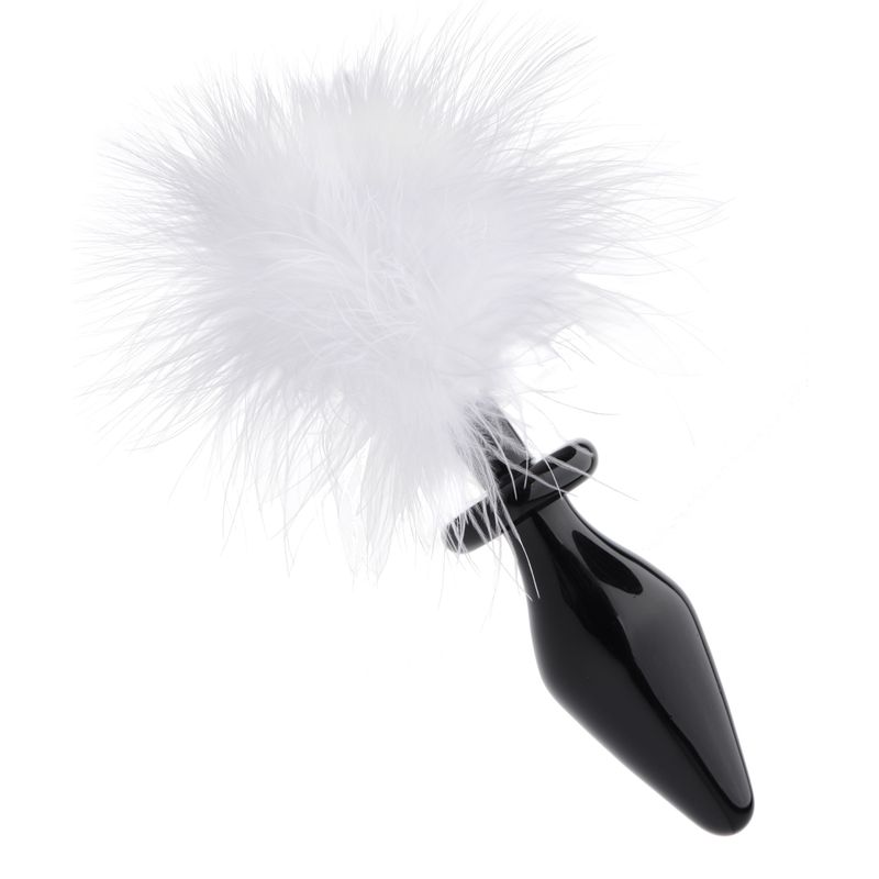 White Fluffer Bunny Tail Glass Anal Plug – Glass Material Anal Plug (7 Inch) > Anal Range > Tail Butt Plugs