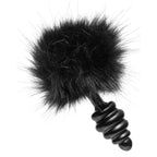 Black Bunny Tail Anal Plug with Fuzzy Tail and Tapered Tip > Anal Range > Tail Butt Plugs