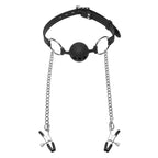 Hinder Breathable Silicone Ball Gag With Nipple Clamps > Bondage Gear > Gags and Bits