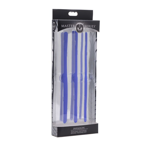 Invasion Silicone Urethral Sound Trainer Set for Adult Pleasure Blue Sounding Rods