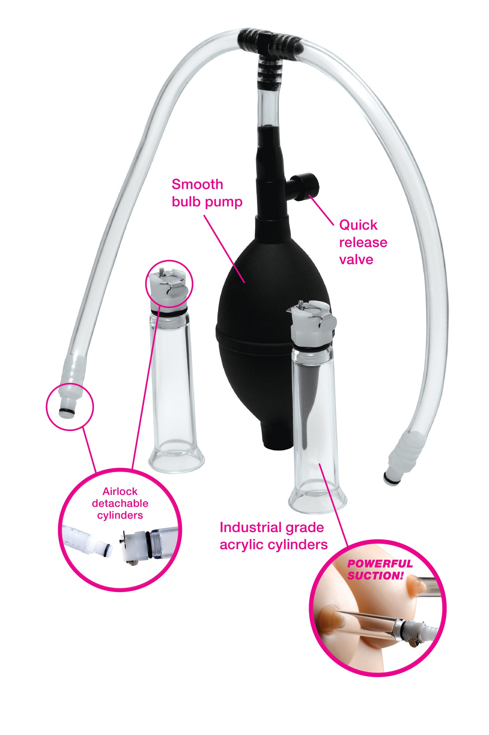 Nipple Pumping System with Dual Cylinders 2.75 Inches > Sex Toys > Nipple Suckers