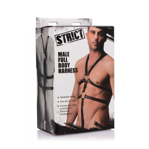 Male Full Body Harness in Black - Adjustable Size for Ultimate Bondage Play Black Mens Harnesses