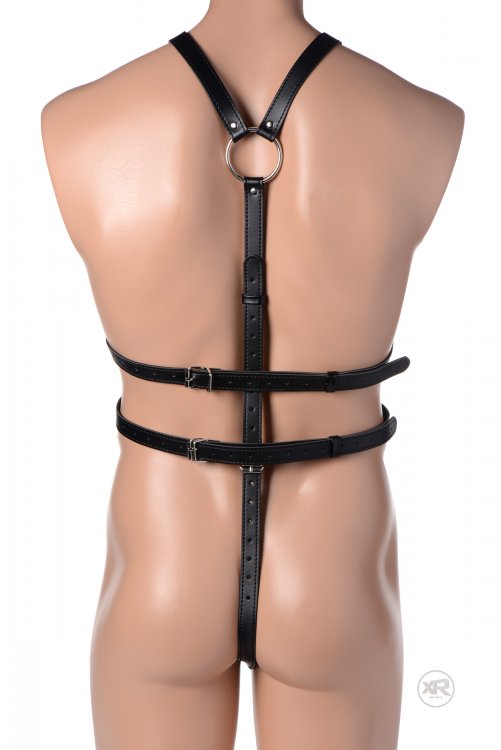 Male Full Body Harness in Black - Adjustable Size for Ultimate Bondage Play Mens Harnesses