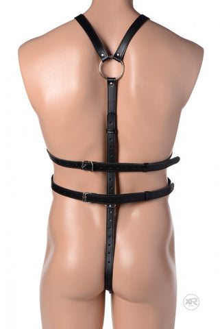 Male Full Body Harness in Black - Adjustable Size for Ultimate Bondage Play Mens Harnesses