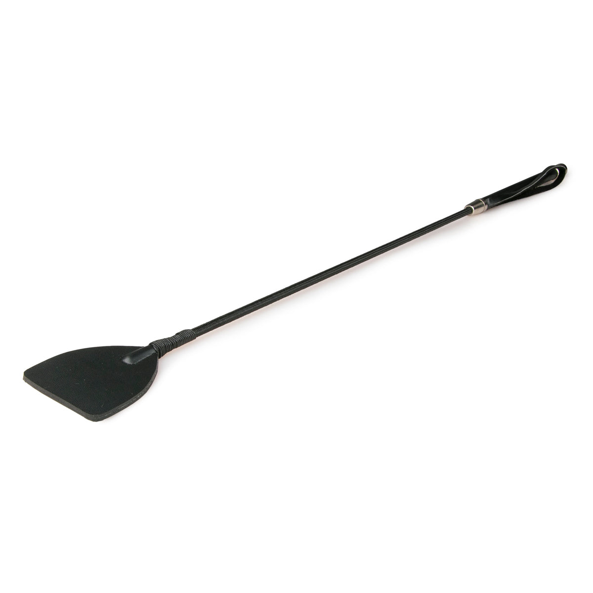 Wide Crop Whip in Black Leather for S and M Play Whips & Paddles