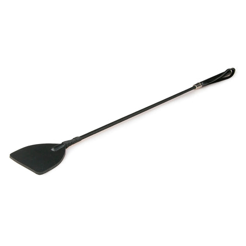 Wide Crop Whip in Black Leather for S and M Play Whips & Paddles