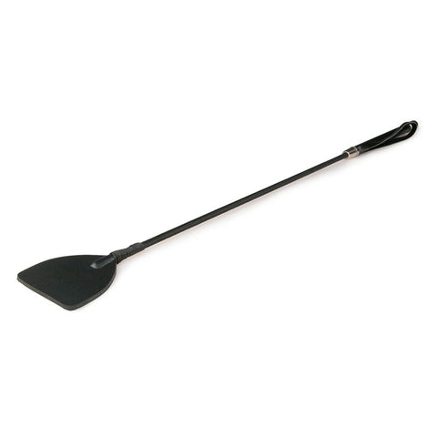 Wide Crop Whip in Black Leather for S and M Play Whips & Paddles