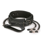 Collar With Nipple Chains Made From Faux Leather > Bondage Gear > Collars & Leashes