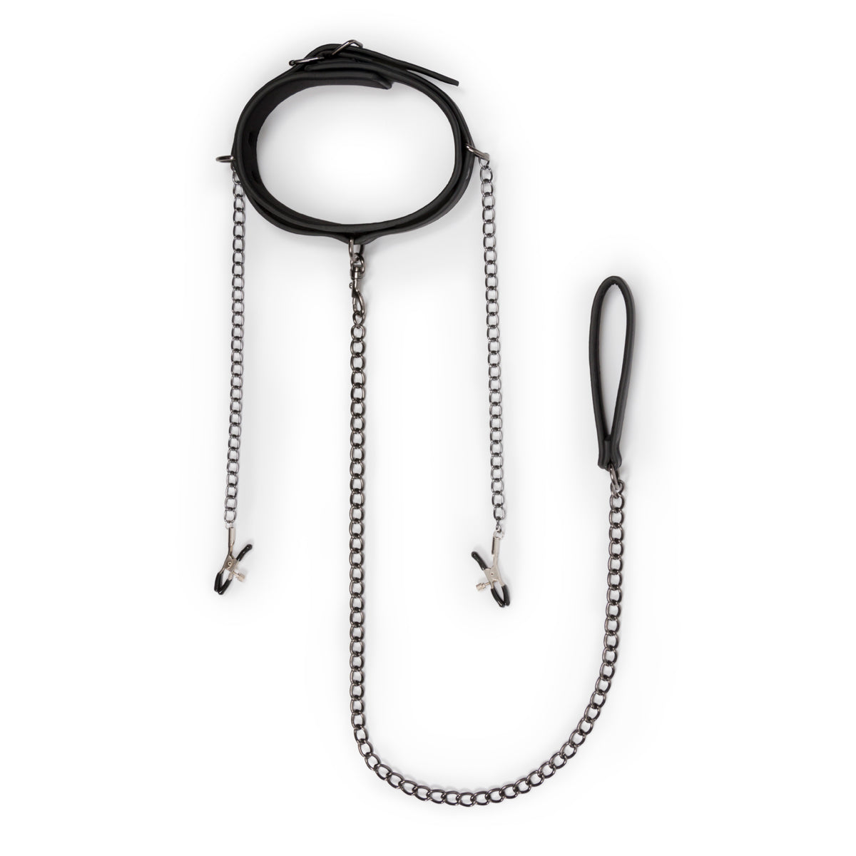 Collar With Nipple Chains Made From Faux Leather > Bondage Gear > Collars