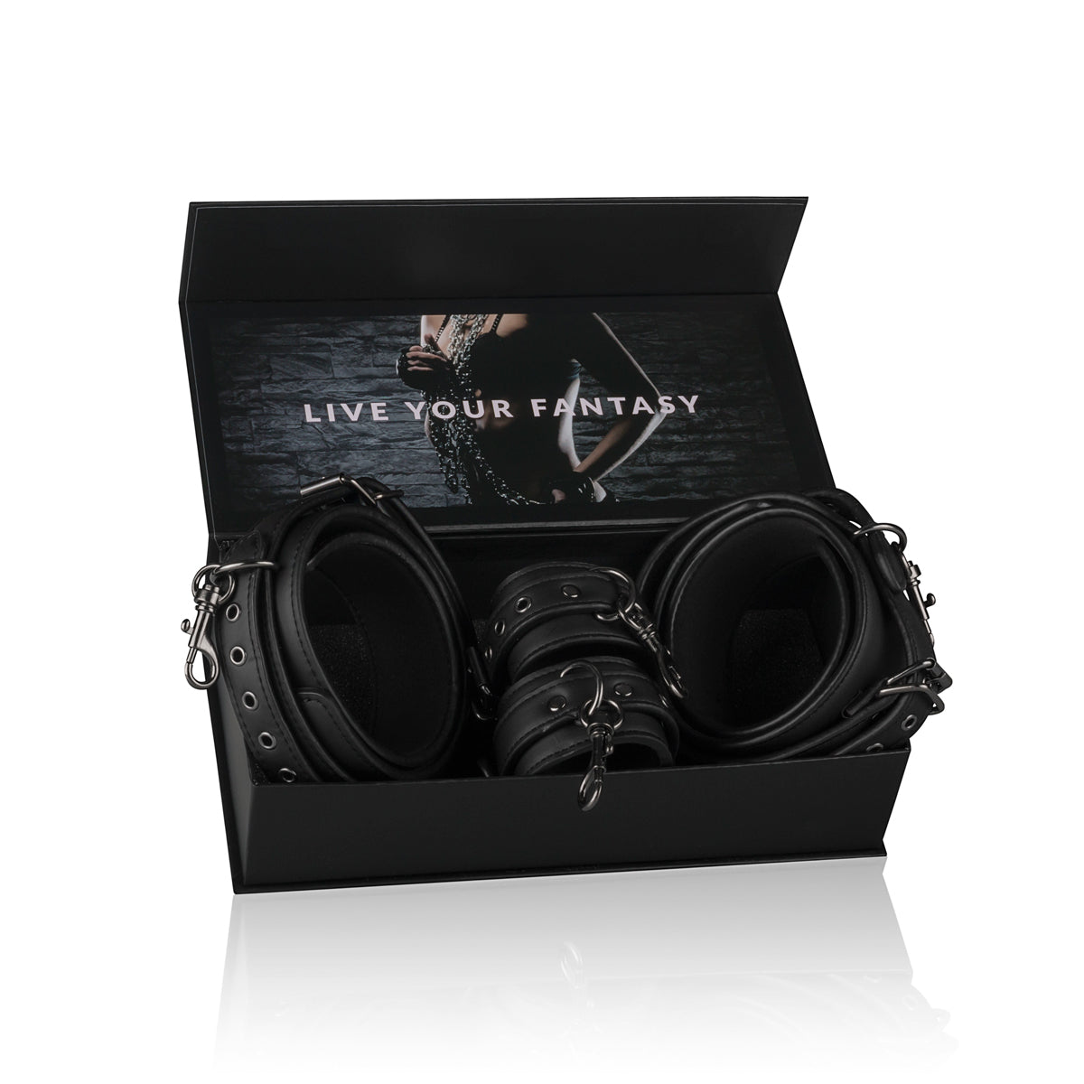 Thigh and Wrist Cuff Set – Durable Faux Leather BDSM Restraint Accessory Black > Bondage Gear > Restraints