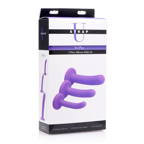 Tri Play 3 Piece Purple Silicone Dildo Set for Vibrant Intimate Adventures Purple DONGS