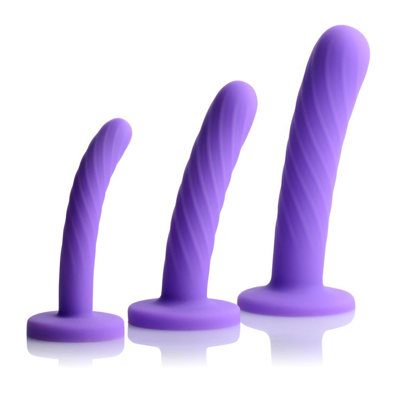 Tri Play 3 Piece Purple Silicone Dildo Set for Vibrant Intimate Adventures DONGS