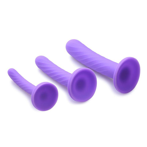 Tri Play 3 Piece Purple Silicone Dildo Set for Vibrant Intimate Adventures DONGS