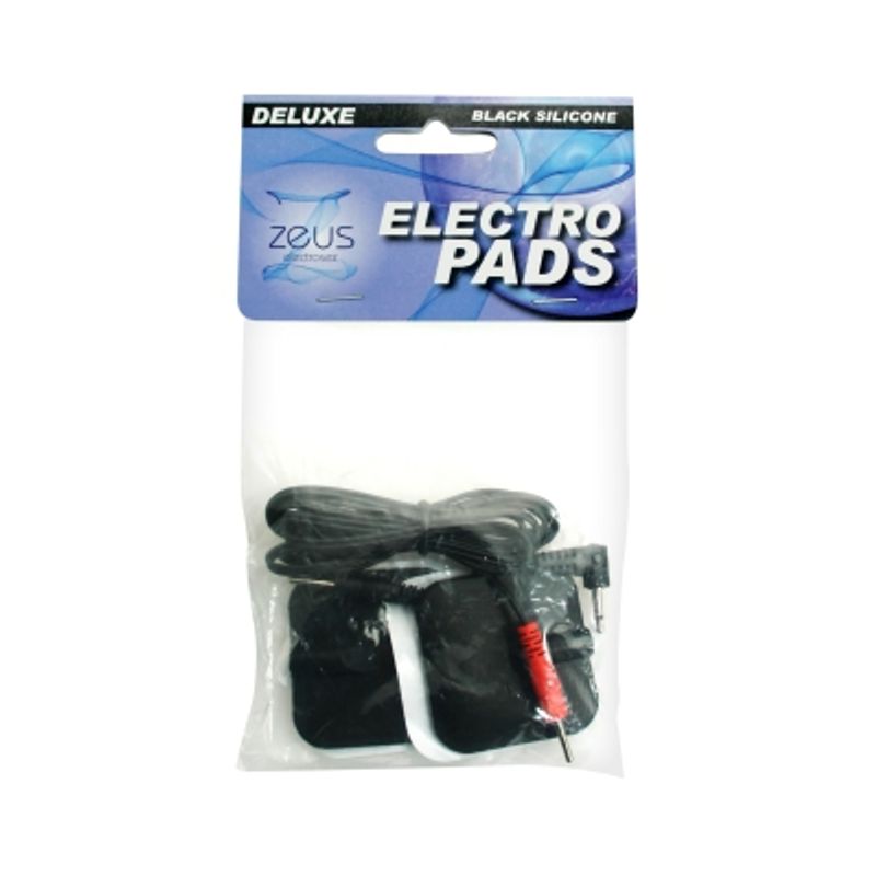 Zeus Deluxe Black Electro Pads Pack of Two Premium Silicone Intimacy Accessories E-STIM TOYS